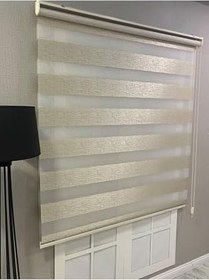 Resim Delüks Zebra Stor Perde Geniş Plise, Bej, 100 x 260 