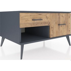 Resim Kronos Şifonyer 2 Çekmeceli 88x59x48 Antrasit-antrasit/çam Antrasit/çam 