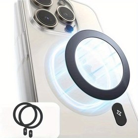 Resim 2 adet Set Kendinden Yapışkanlı Metal Halka Etiketleri, Dayanıklı Demir Levha Kablosuz Şarj için, iPhone, Samsung, Xiaomi, Huawei için Evrensel Manyetik Adaptör - Pil Gerektirmez, Şarj İstasyonu | Modern Metal Halka | Dayanıklı Metal Halka 