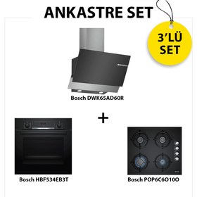 Resim Bosch Ankastre Set HBF534EB3T, POP6C6O10O, DWK065G60T 