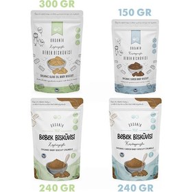 Resim OG natural 4'lü Organik Keçiboynuzlu ve Zeytinyağlı Bebek Bisküvisi ve Bisküvi Tozu Seti +6 Ay 