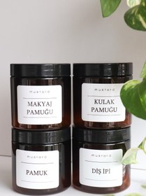 Resim MUSTARD Pamuk & Kulak Pamuğu & Makyaj Pamuğu & Diş Ipi Kavanozu 4lü Set 