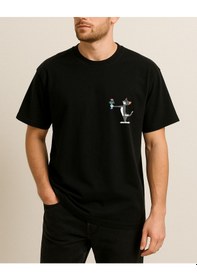 Resim Free Bird Baskılı T-shirt Siyah 