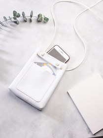 Resim DK LEATHER Kadın Beyaz Küçük Cepli Omuz Askılı Çapraz Kadın Çantası, Minimal Telefon Çantası 