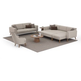 Resim SOFALUX CONCEPT Elita Lux Sağ Köşe Dinlenme + Üçlü Koltuk + Berjer + Puf 