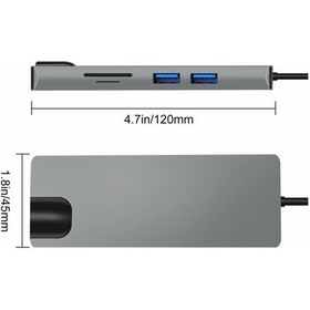 Resim Daytona FC09 Macbook Uyumlu Type-C To 4K 1080P Hd HDMI 1000 Mbps Gigabit Ethernet RJ45 Pd Sd Kart 2* USB 3.0 VGA 8ın1 Çevirici Hub Adaptör 