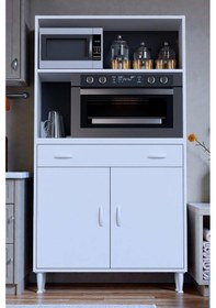 Resim Eliusta Lunera G:95 Cm Beyaz Mutfak Dolabı Çok Amaçlı Açık Bölmeli Fırın Mutfak Dolabı 95x163,4x32,5 Cm Beyaz 
