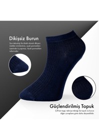 Resim Lion Monroe Saf Bambu Erkek Patik Düz Kısa Lacivert Çorap Dikişsiz Premium Kutulu 6'lı L5952aznp Softaura 