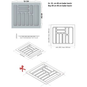 Resim Çekmece İçi Kaşıklık Ve Kepçelik Düzenleyici Gri 55x49 Cm 49x40 Cm Kadar Kesilebilir Grı 