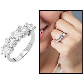 Resim Tesbihane Starlight Diamond Pırlanta Montür 925 Ayar Gümüş Kadın Beştaş Yüzük Beyaz 