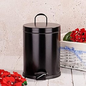 Resim BERTA Hijyen Pedallı Banyo Çöp Kovası 5LT Siyah Beyaz Pembe (Metal) 