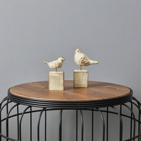 Resim Q-Art Dekoratif İkili Sparrow Biblo - Beyaz 