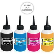 Resim Emek Canon / Hp Uyumlu Gıda Mürekkebi - Yaş Pasta Yazıcı Boyası 4x100ml. 