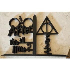 Resim Harry Potter Dekoratif Yazı Tasarımlı Plastik Kitap Tutucu Kitaplık Organizer 