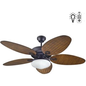 Resim Kaşkar / Taflan Kahverengi 5 Kanatlı Lambalı Uzaktan Kumandalı Tavan Vantilatörü T52047l-k 