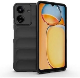 Resim M.TK moveteck Xiaomi Poco C65 Kılıf Kamera Korumalı Dalgalı Yumuşak Renkli Silikon Kapak içi Kadife Elde Kaymaz, Siyah, Tek Ebat, etnik-c65-siyah 
