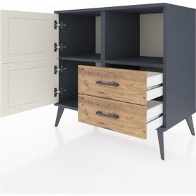 Resim Hyperion Şifonyer 2 Raflı 2 Çekmeceli 2 Kapaklı 88x44x80 Antrasit-aytaşı/çam Aytaşı/çam 