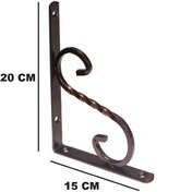 Resim Beşel Ferforje Raf Alti Konsol L Demi̇ri̇ Ayağı Bakır 15 X 20 Cm (2 Adet) + Vi̇daları 