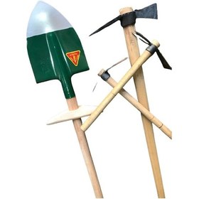 Resim 4'li Set Saplı Bahçe Kazması El Yapımı Ve Saplı Bel Küreği Çelik 