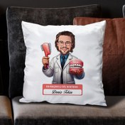Resim En Başarılı Erkek Diş Doktoru Karikatürlü Yastık 