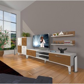Resim Decoraktiv Eko On Mdf Dvd Silver Tv Ünitesi Tv Sehpası - Beyaz - Ceviz 