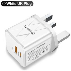 Resim 20w 3.0 Usb Hızlı Telefon Şarj Cihazı Tip C İphone Uyumlu 15 14 13 Samsung Xiaomi Pd 2 Uk White 02 