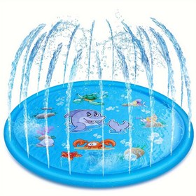 Resim Hayvan Arkadaşlarıyla Şişme Sıçrama Pedli - Dayanıklı PVC, Küçükler ve Gençler İçin Su Geçirmez Oyun Matı, Plaj, Bahçe veya Bahçe Parklarında Harika Bir Dış Mekan Eğlencesi, Sıçrama Matı, Küçüklerin Havuzları 