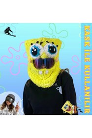 Resim Linka Knit El Yapımı SüngerBob Kayak Kaskı Maskesi, Kayak Maskesi, Kayak Kaskı Koruyucu Kılıf 