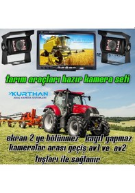 Resim Tarımsal Araç 7 İnç Monitör 2 Adet Kamera Seti 12 24 Volt 