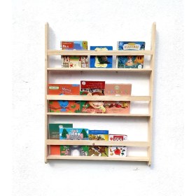 Resim Newebo Ahşap Montessori Kitaplık - Çocuk Odası Kitaplığı 