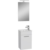 Resim VitrA Mia Set, 40 Cm, Kapaklı, (LAVABO DOLABI, DÜZ AYNA), Parlak Beyaz 