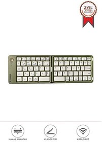 Resim Torima TK-08 Yeşil Kablosuz Katlanabilir Şarjlı Taşınabilir Mini Bluetooth Klavye 
