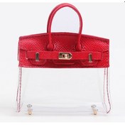 Resim Pazly--bayan Güzel Narin Şeffaf Kulaklık Araba Anahtarı Çanta Kırmızı 