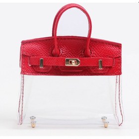 Resim Pazly--bayan Güzel Narin Şeffaf Kulaklık Araba Anahtarı Çanta Kırmızı 