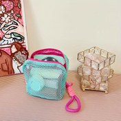 Resim Tek, Modaya Uygun Dopamin Esintili Fileli Makyaj Çantası - Geniş ve Taşınabilir Kozmetik Organizeri, Dayanıklı Polyester Malzeme, Seyahat, İş, Fitness ve Açık Hava Kullanımı İçin İdeal, Sarı, Yeşil, Mor, Pembe Renk Seçenekleriyle 