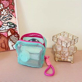 Resim Moda Dopamin Esintili Fileli Makyaj Çantası - Mükemmel Hediye, Geniş Taşınabilir Kozmetik Organizatör, Dayanıklı Polyester Malzeme, Tatil, İş ve Dış Mekan Kullanımı İçin İdeal, Kulpsuz, Sarı, Yeşil, Mor, Pembe Renklerde Mevcut 