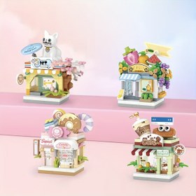 Resim Küçük Dükkan Bina Blokları Mikro Parçacık Çanta Paketlenebilir Küçük Oyuncaklar 