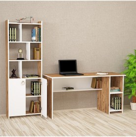Resim Kalenderdekor1 Kalender Dekor Avel Mayra 145 Cm Çalışma Masası Takımı Avlm02 Beyaz - Meşe 