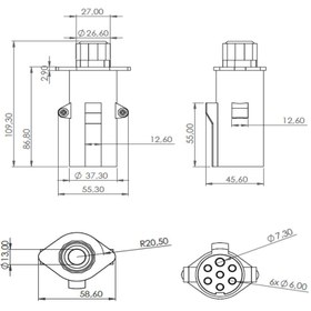 Resim Römork Fişi - S Tip (Vidalı) Metal - 7 Pin 