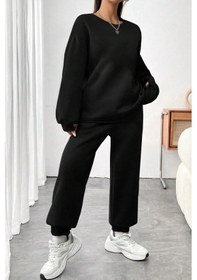 Resim Unisex 1898 Baskılı Bisiklet Yaka Eşofman Takımı Siyah 