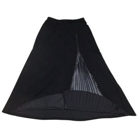 Resim Kadın Beli Lastikli Deri Detaylı Taşlı Penye Etek Siyah 