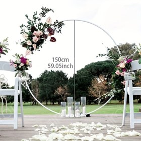 Resim 1 Adet 150,01 cm / 180,01 cm Yuvarlak Plastik Kemer Çerçeve Kiti Parti Toplanma Balon Çiçek ve Çim Sabitleme Standı Doğum Günü Düğün Partisi Arka Plan Dekorasyon Fotoğraf Aksesuarları için Uygun 