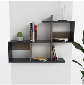 Resim Lagomood Eny Duvar Rafı Antrasit-Ceviz 