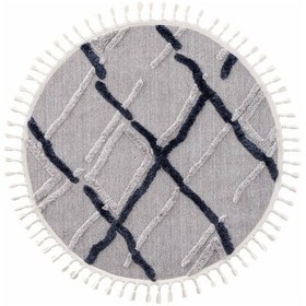 Resim Cool Halı Palazzo 03 Gri Lacivert Bukle Salon Halısı Hav Toz Vermez Mutfak Koridor Çocuk Odası Halısı Yuvarlak Halı 