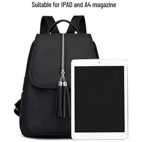 Resim Willowhaven Moda Kadın Sırt Çantası Tatil Alışveriş Su Geçirmez Hırsızlığa Karşı Püskül Tasarım Siyah Siyah 