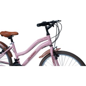 Resim SARİSSA BİSİKLET Sarissa Vintage 24" Jant 21 Vites Çelik Kadro V Fren Unisex Şehir Bisikleti Pembe Kahverengi Lastik 