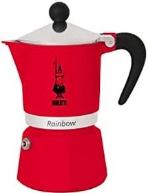 Resim Bialetti - Rainbow: 3 Cups Ocak Üstü Espresso Pişirici - 130ml - Kırmızı Renk - Alüminyum Gövde - Patentli Güvenlik Valfi - Tüm Ocak Türleri İçin Uygundur (İndüksiyon Hariç) 