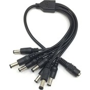 Resim Hangfox 8'li Dc Güç Dağıtım Kablosu 1 Giriş 8 Çıkış Led Ve Kameralar İçin 5.5x2.1mm Bağlantı 