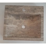 Resim Raymer Tezgah Üstü Traverten Kare Lavabo,mermer Lavabo 