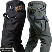 Resim 2 Adet Erkek Taktik Kargo Pantolon, Çok Cepli, Dayanıklı Polyester Kumaş, Bol Kesim Orta Bel, Tek Renk - Outdoor ve Günlük Kullanım İçin, Tüm Mevsimler Rahatlık, Araç Tutucu Cep Detaylı, Sağlam Dikişli, Fonksiyonel Tasarım, Hafif Kumaş, Macera Severler İçin 
